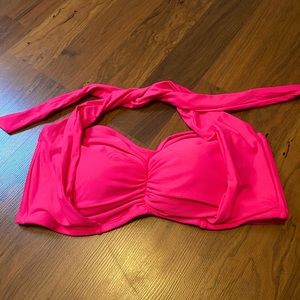 Hot Pink Bandeau Halter Bikini Top